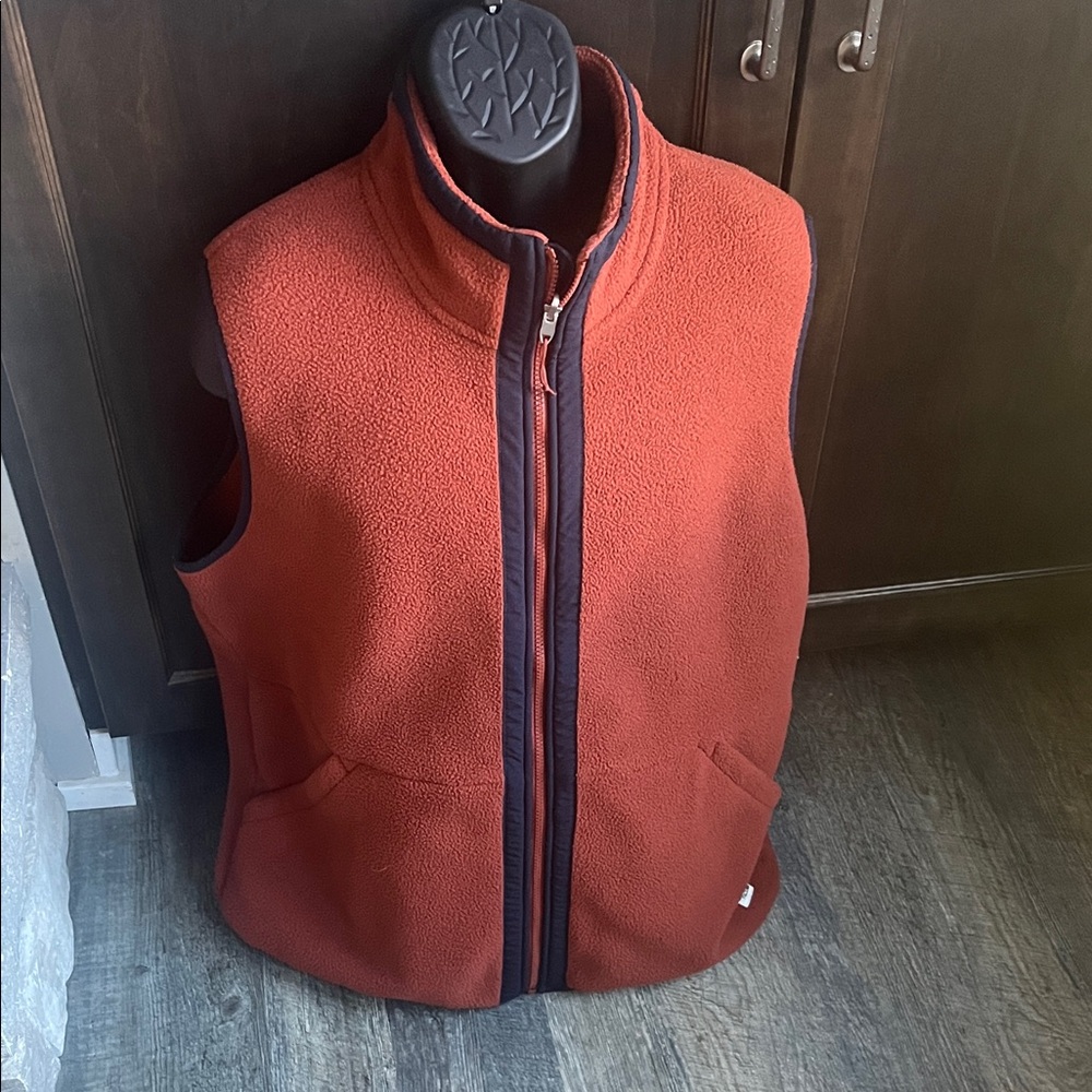 The North Face Orange /Rust Fleece Vest with Blue Accents